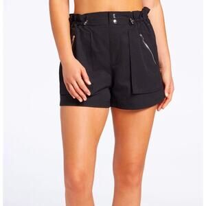 Calia Journey Collection High Rise Paperbag Shorts Black Relaxed Size M Casual